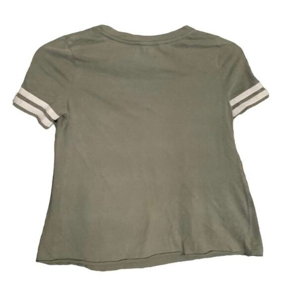 Pink Rose Green Varsity Stripe Tee XS – Soft Casual Sporty T-Shirt - Picture 2 of 3